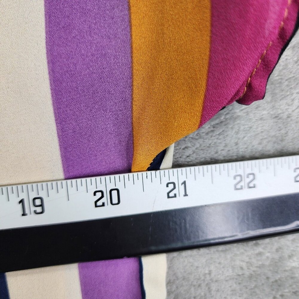 Womens Signature Studio Colorful Striped Blouse Shirt V Neck Button Down S - Picture 7 of 9